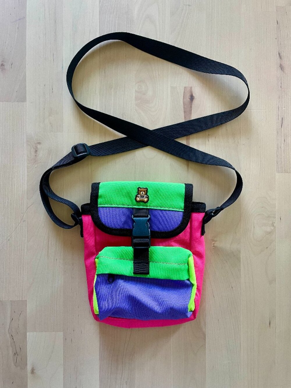 Teddy Fresh Unisex Bright Vibrant Colorblock Mini Crossbody Bag One Size NWOT